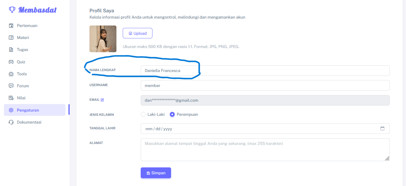 cara ganti username Membasdat