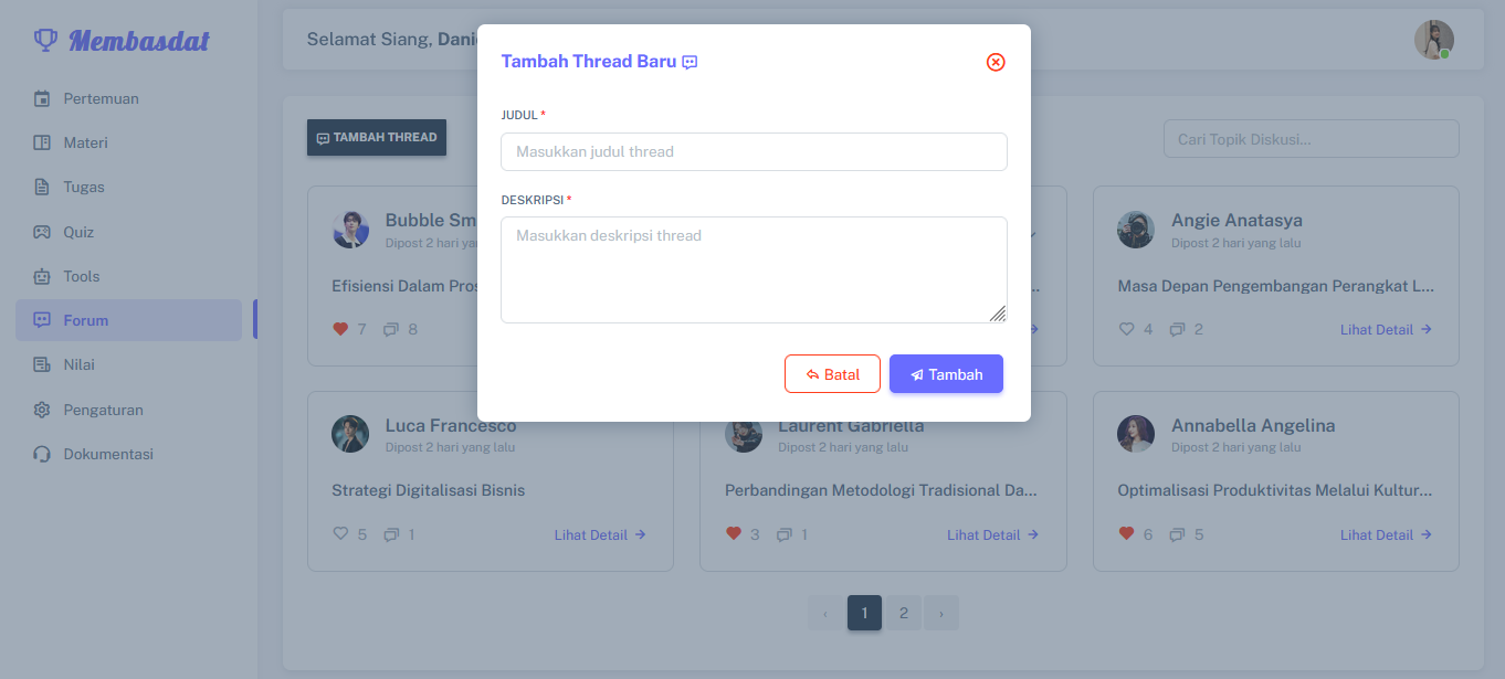 cara tambah thread Membasdat